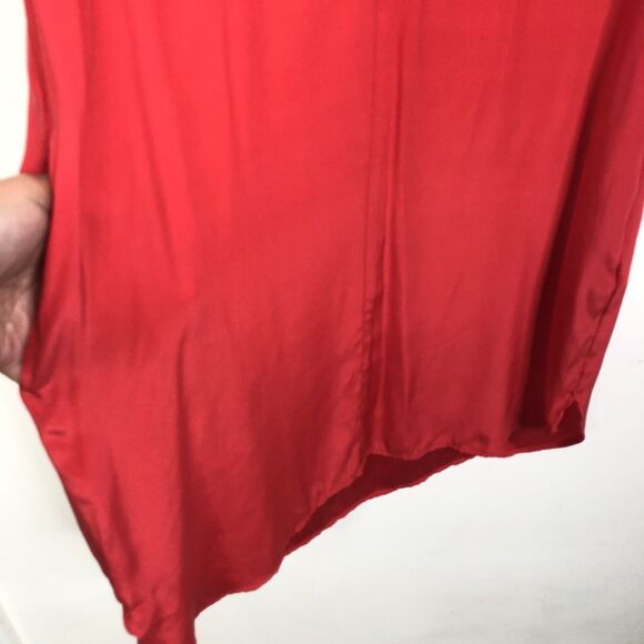 FRAME 100% Silk Blood Orange Lace Up Mini Shirt Dress W/ Pockets Size Small - Picture 9 of 11